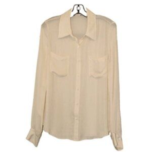 Haute Hippie - High Quality Silk Blouse w/ Front Patch Pockets, Ivory, Med -$275